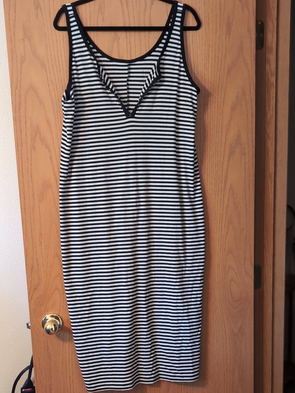 Torrid Striped Black and White Sleeveless Midi Dress